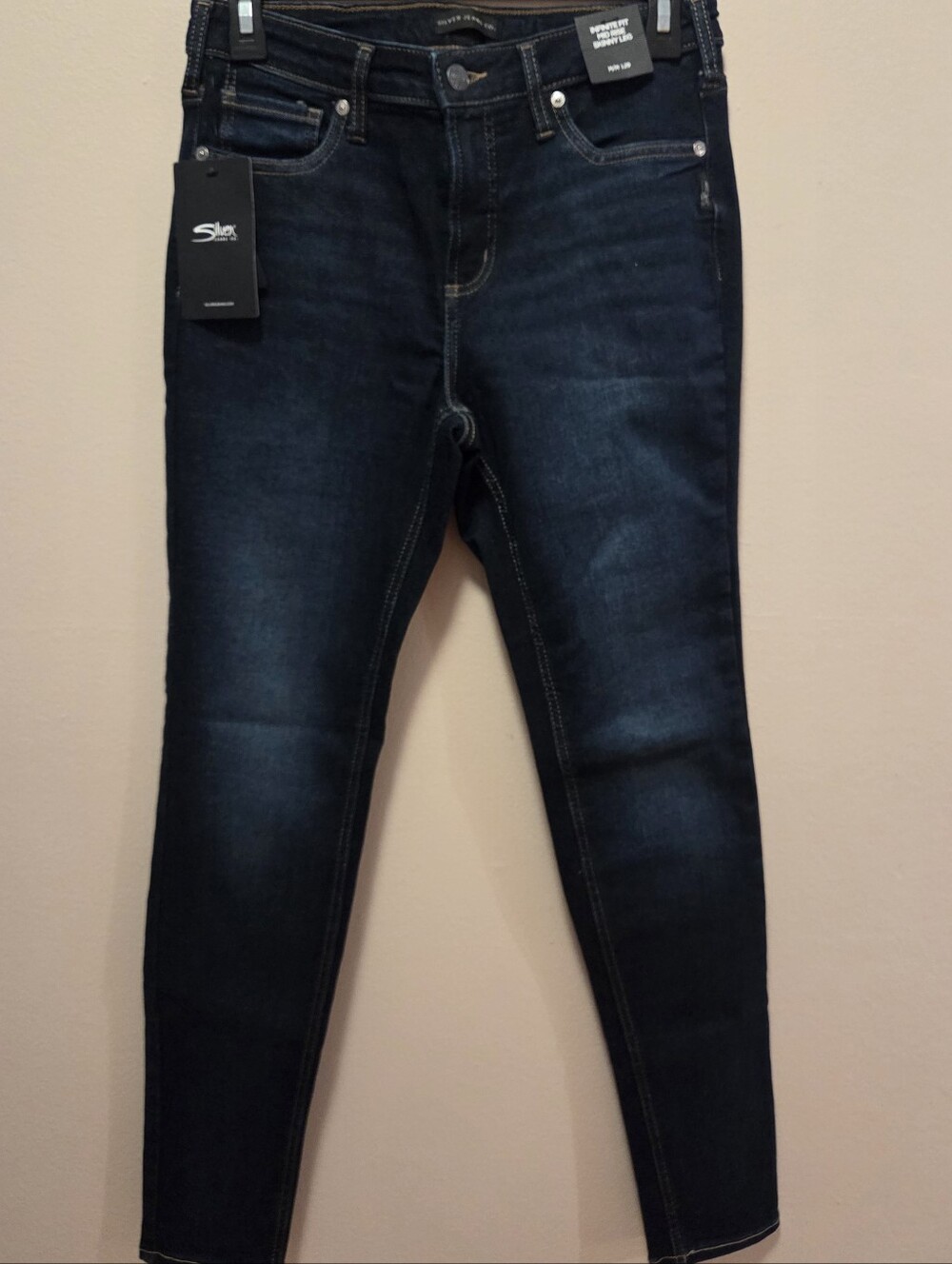 Silver Jeans Co Mid Rise Skinny Leg Jeans - Dark Blue
